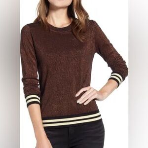Scotch & Soda Maison Scotch Voila Brown Metallic Pullover Sweater XL preppy